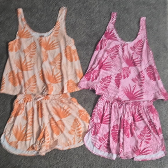 Hula Bay Other - Tropical Print Pajama Set - Pink and Orange